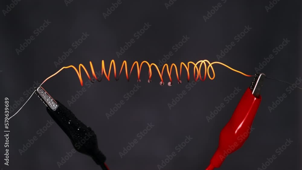 Nichrome is heated to red under the influence of an electric current