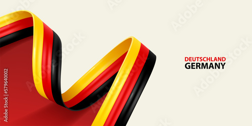 Germany ribbon flag. Bent waving ribbon in colors of the Germany national flag. National flag background.
