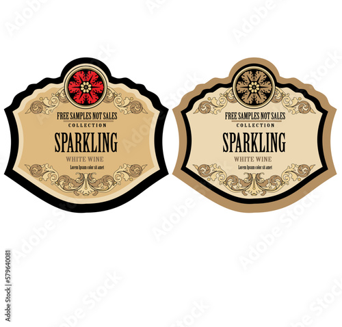Wallpaper Mural Wine Label Vintage frame border retro label hand drawn antique engraving vector illustration typography poster  Torontodigital.ca