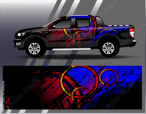 Car wrap design vector. Graphic abstract stripe racing background kit designs for wrap vehicle  race car  rally  adventure and livery