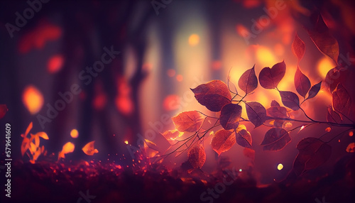 Autumn leaves background, autumn backdrop, illustration, colorful blurred image backgrounds, by generative AI