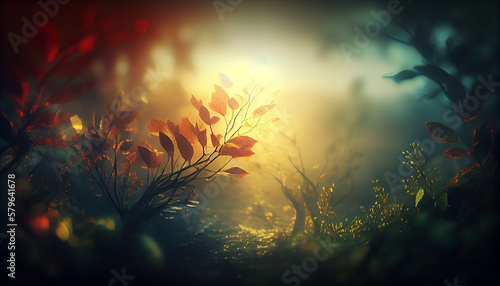 Autumn leaves background, autumn backdrop, illustration, colorful blurred image backgrounds, by generative AI