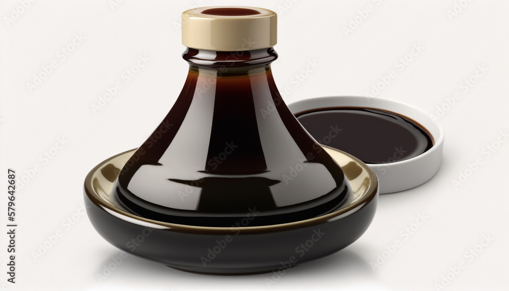 Isolated Chinese Soy Sauce Bottle on White Background with Reflection Isolated Chinese Soy Sauce Bottle on White Background with Reflection