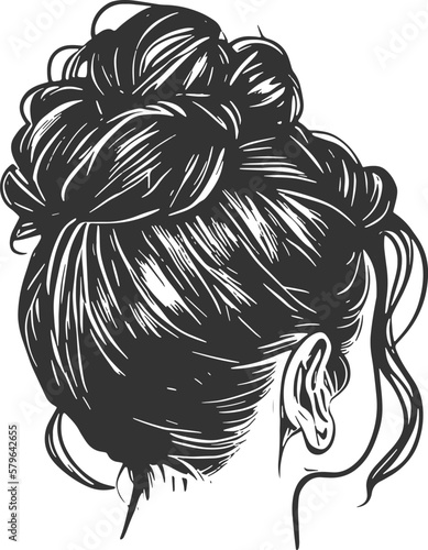 Messy Bun Hairstyle with Casual Chic Updo for Women: Trendy, Creative, and Simple Hairdo with Braids, Curls, and Hair Accessories
