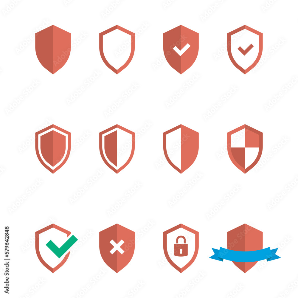 shield icon set on white background, shield symbols in flat style for web design, app, ui, logo shield icon set on white background, shield symbols in flat style for web design, app, ui, logo