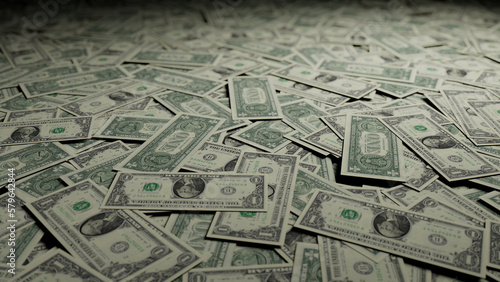 Money Background with One Dollar Bills. Savings Concept.