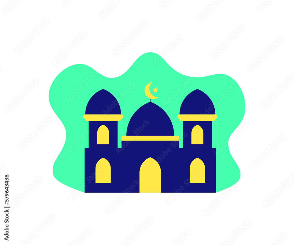 Flat Mosque Design Vector Illustrator Flat Mosque Design Vector Illustrator
