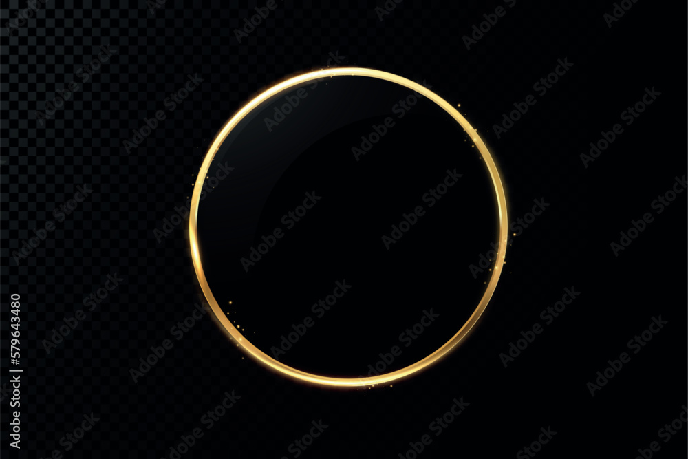 Golden circle with fire effects.Light effect.Vector. Golden circle with fire effects.Light effect.Vector.