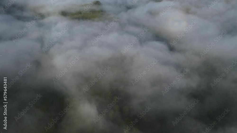 Aerial Drone Over Fluffy Grey Storm Clouds To Serene Blue Sky, 4K Aerial Drone Over Fluffy Grey Storm Clouds To Serene Blue Sky, 4K