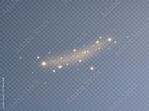 Golden sequins glow with many lights. Glittering dust. Luxurious background of golden particles.