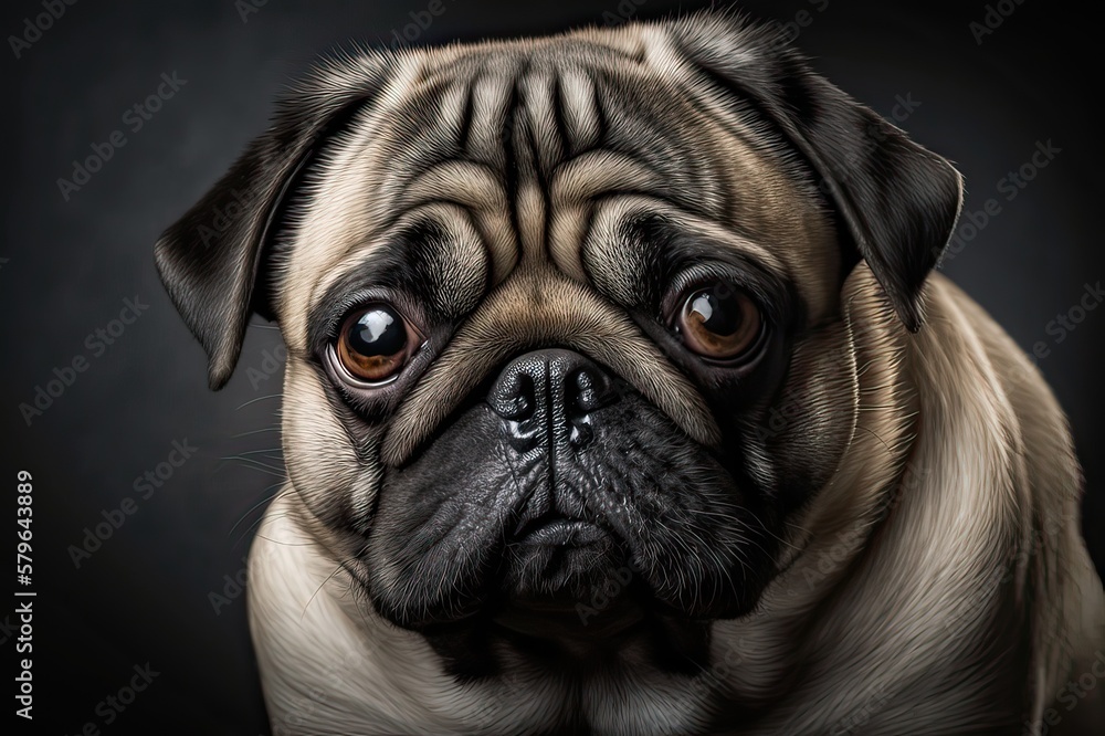 Portrait of Sad dog with Gloomy Expression. Photo generative AI