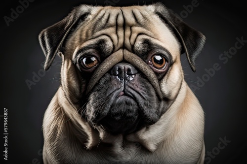 Portrait of Sad dog with Gloomy Expression. Photo generative AI © pixardi