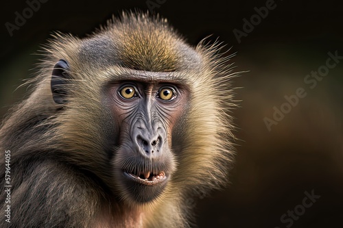Portrait of baboon from Africa. Photo generative AI © pixardi