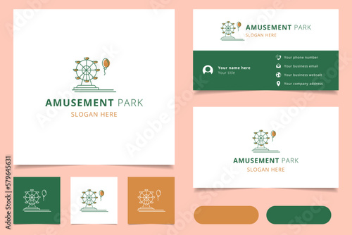 Amusement park logo design with editable slogan. Branding book and business card template.