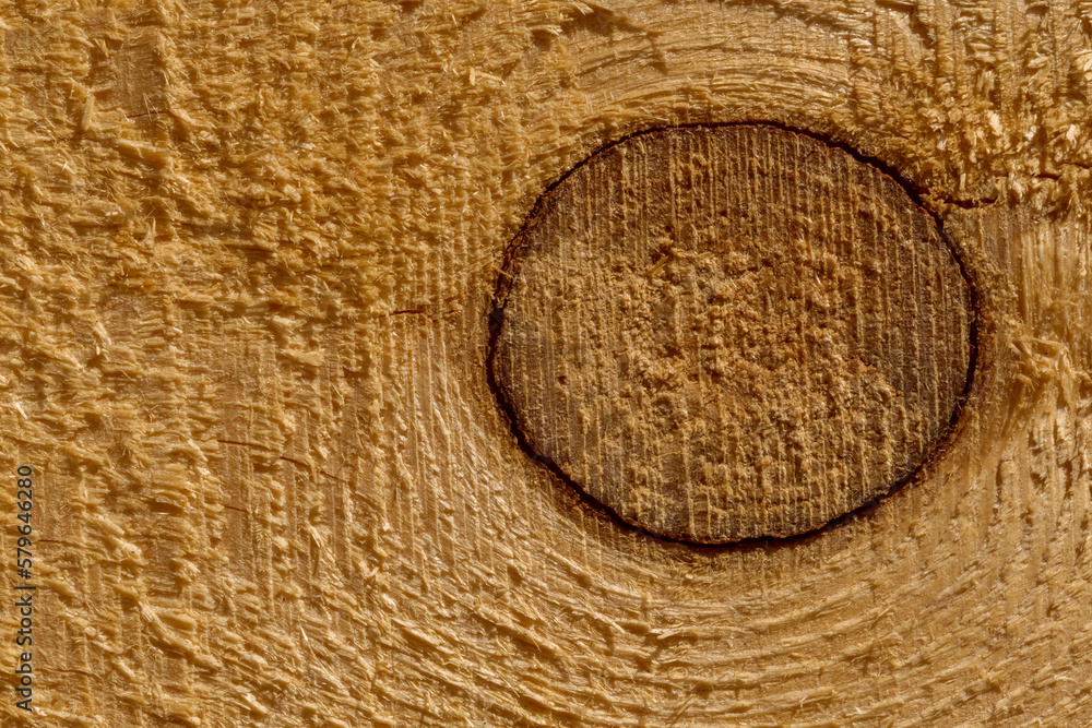 Naklejka premium wooden board texture with round place from bough