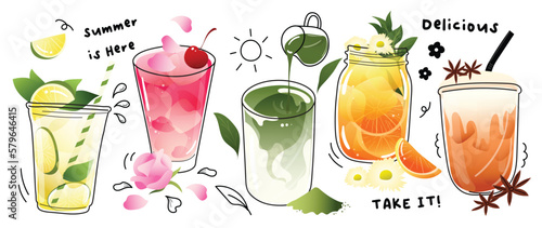 Fotografia Ice tea summer drinks special promotions design