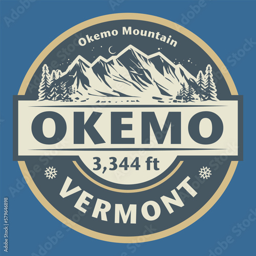 Abstract stamp or emblem with the Okemo, Vermont, vector illustration