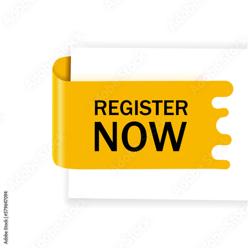 Register now banner icon. Vector banner for registration in services, blogs, websites, app, company. Business concept.
