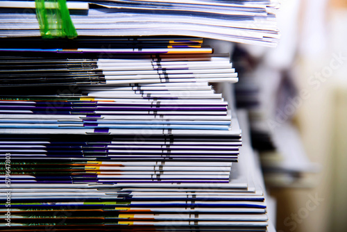 stack of magazines in library