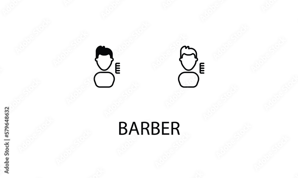 Barber double icon design stoke illustration Barber double icon design stoke illustration