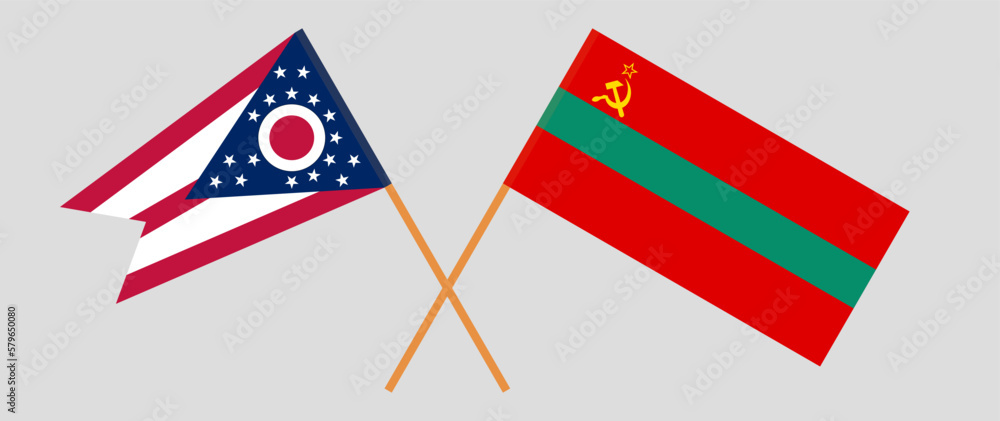 Crossed flags of the State of Ohio and Transnistria. Official colors. Correct proportion Crossed flags of the State of Ohio and Transnistria. Official colors. Correct proportion