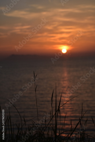 Amazing sunset in corfu island Greece