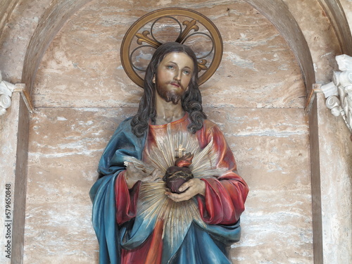 Christ Statue Close Up at the San Crisogono Basilica in Rome, Italy photo