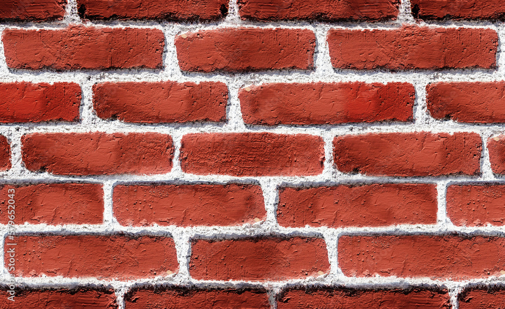 Obraz premium Old red stone brick wall textured background. Brick wall texture pattern