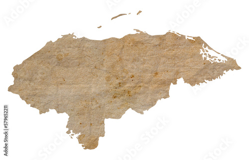 map of Honduras on old brown grunge paper