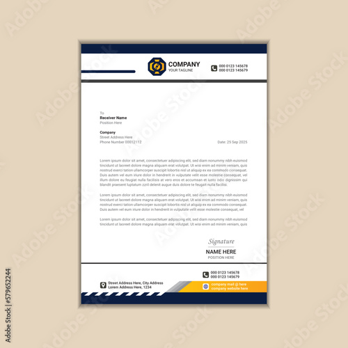 "Sleek and Professional Corporate Letterhead Design: A Clean and Simple Approach"