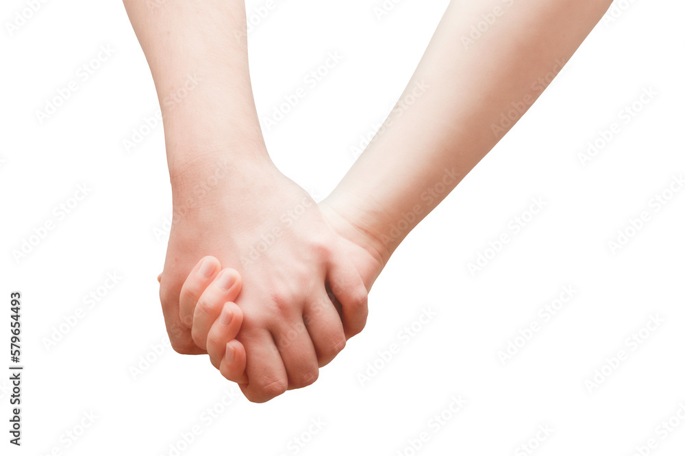 Hand in hand isolated on transparent background