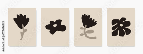This boho minimalist printable wall art showcases a botanical print with an abstract floral design, perfect for home decor. Created as a vector artwork, it is both stylish and versatile.
