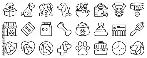 Canvastavla Line icons about dogs on transparent background with editable stroke