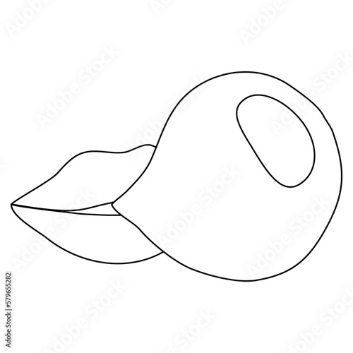 Woman lips blowing bubble gum, doodle style flat vector outline for coloring book
