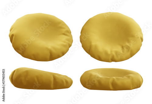 3d rendering rounded bean bag template soft fluffy and comfortable seat perspective view