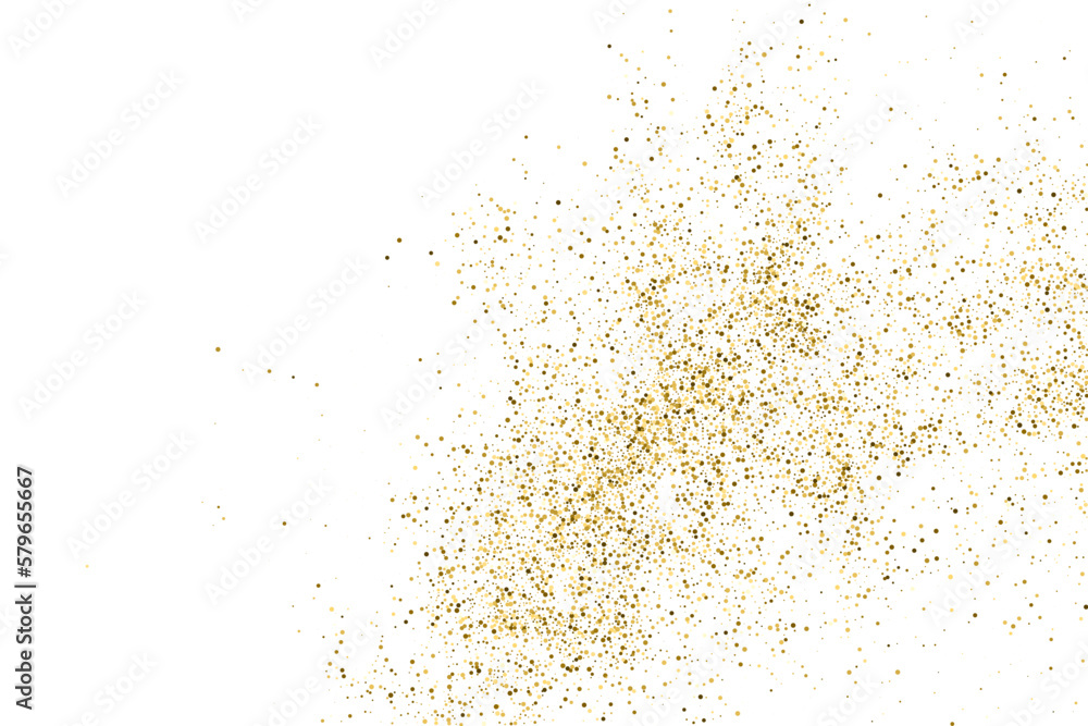 Gold Glitter Texture Isolated On White. Goldish Color Sequins. Celebratory Background. Golden Explosion Of Confetti. Vector Illustration, Eps 10.