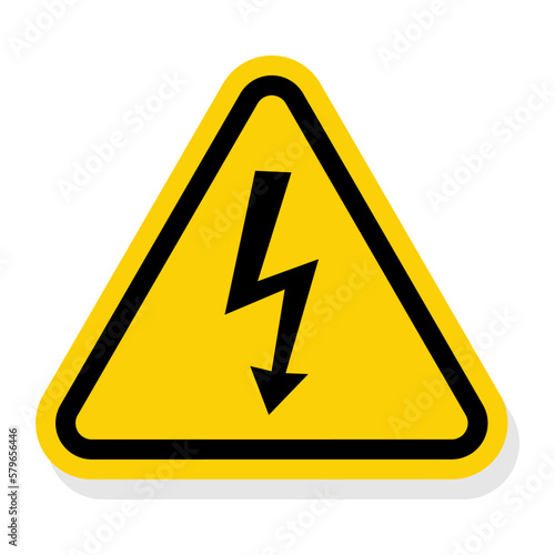 ISO Triangle Warning Sign: ISO W012 - Electrical Shock Electrocution Symbol