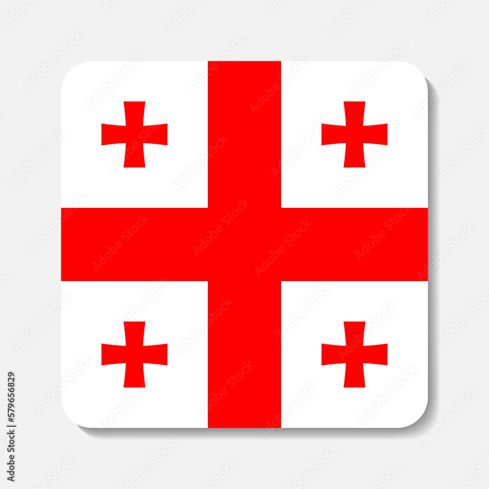 Flag of Georgia flat icon. Square vector element with shadow underneath. Best for mobile apps, UI and web design.