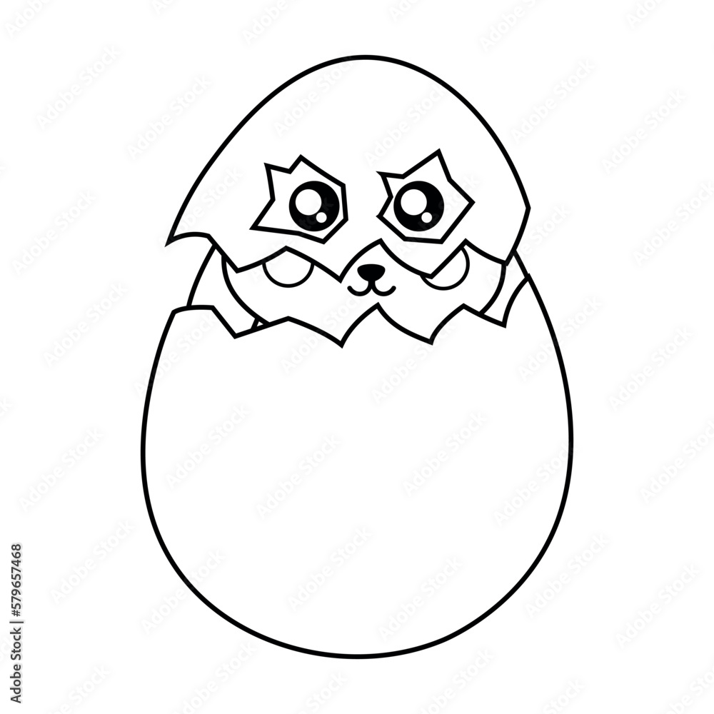 Obraz premium Rabbit Sitting in an Eggshell Wearing an Eggshell Mask coloring page