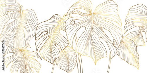 Tropical leaves isolated on white. Monstera hand drawn illustration.