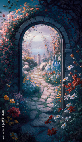 Enchanting Garden Scenes Fairytale Backdrop Garden Backdrops | AI Generated 