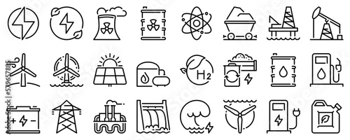 Line icons about energy on transparent background with editable stroke.