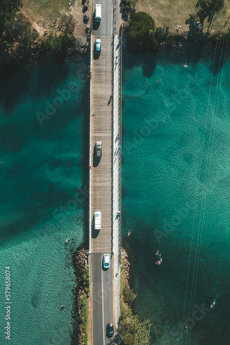 Aerial top down view of Brunswick Heads, NSW