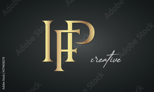 luxury letters IFP golden logo icon premium monogram, creative royal logo design photo