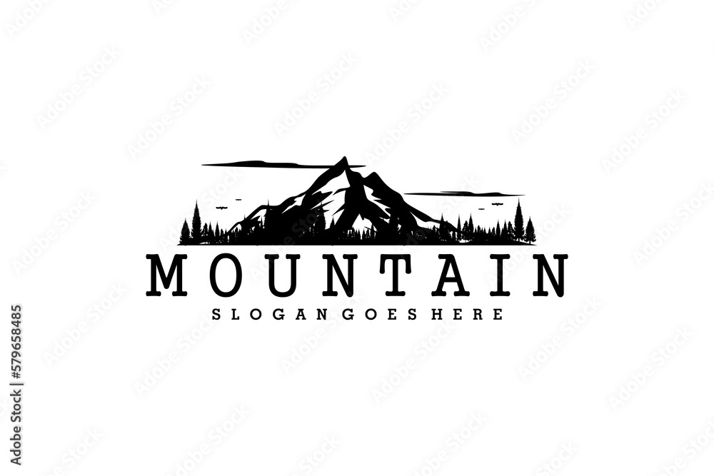Fototapeta premium Silhouette of Mount Hood Portland Oregon Mountain logo design