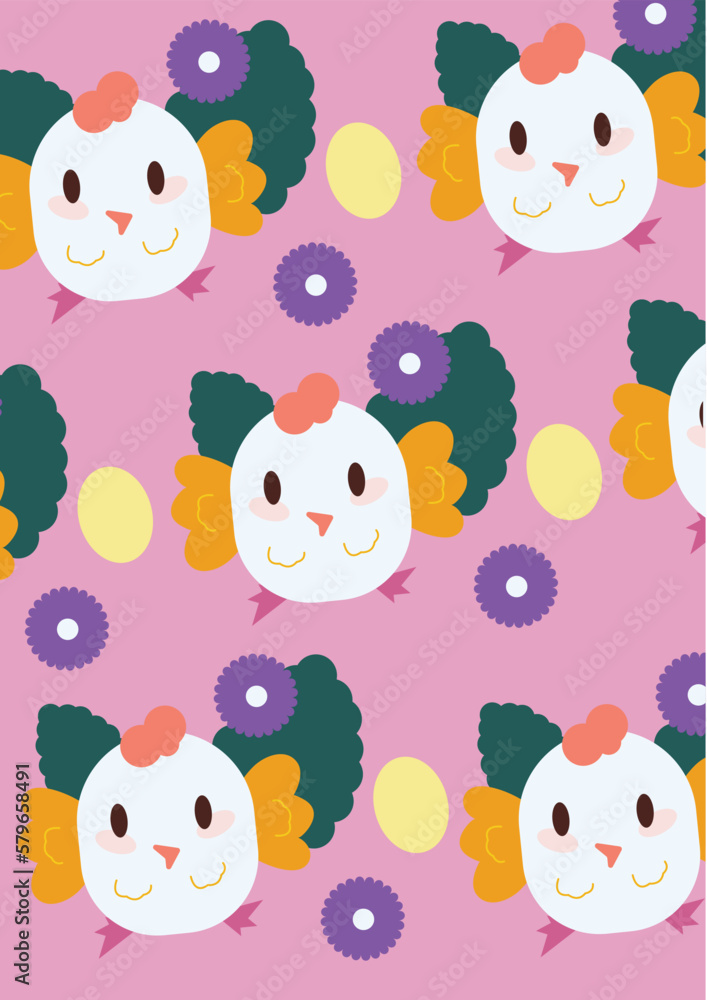 Obraz premium Face Bunny Easter Pattern With Pink Background 