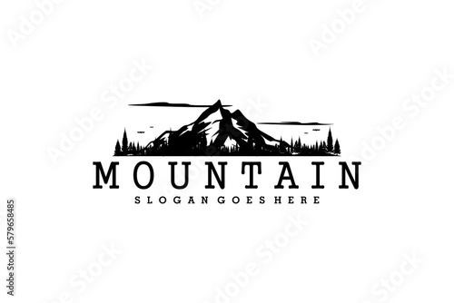 Silhouette of Mount Hood Portland Oregon Mountain logo design photo