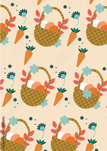 Easter Pattern With Beige Background
