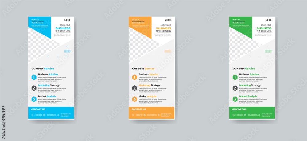 Modern Corporate business dl flyer template and modern square design layout space for photo background vector ads