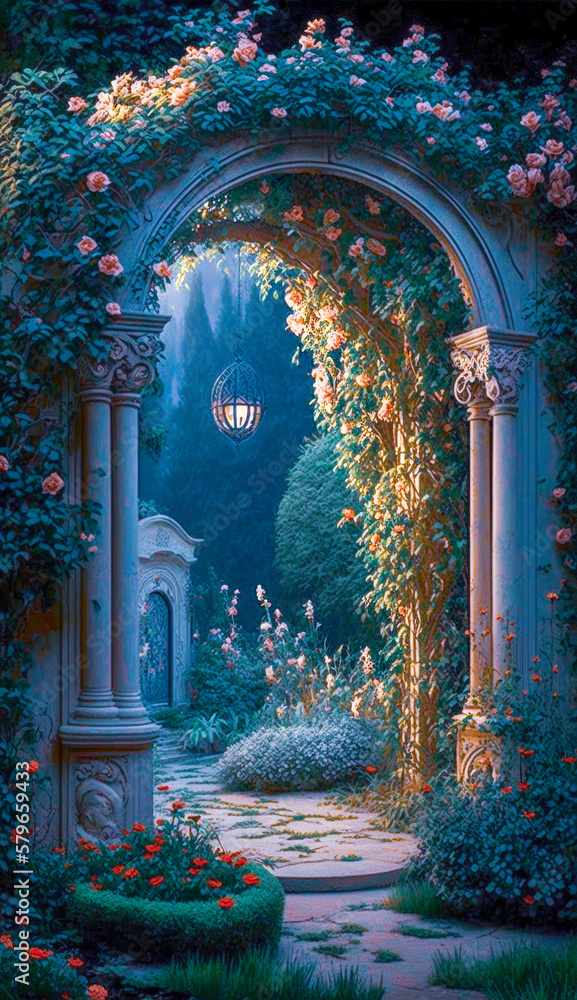 Fototapeta premium Enchanting Garden Scenes Fairytale Backdrop Garden Backdrops | AI Generated 